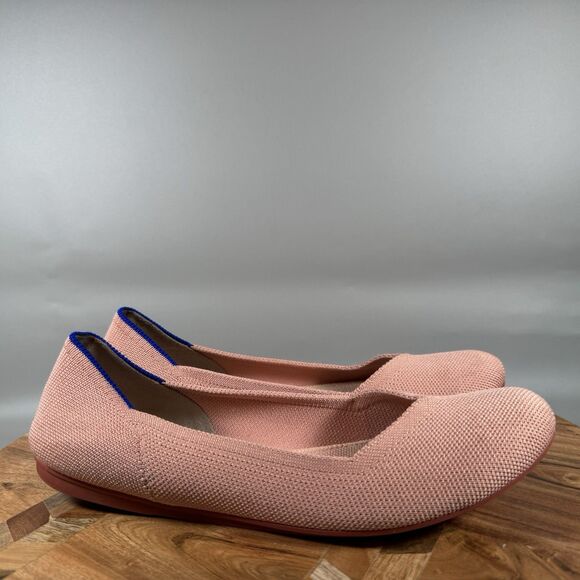 Rothys The Flat Womens 8 Ballet Flats Round Toe Pink Knit Comfort Casual - Picture 1 of 7